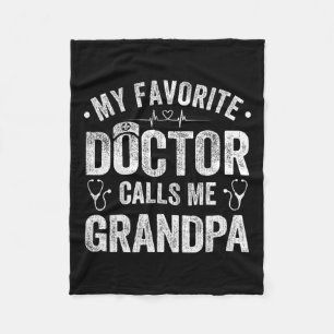 Favourite Doctor Calls Me Grandpa Father's Day Fleece Blanket