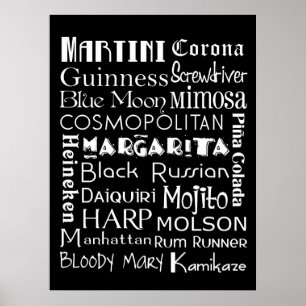 Favourite Drinks Subway Art Poster