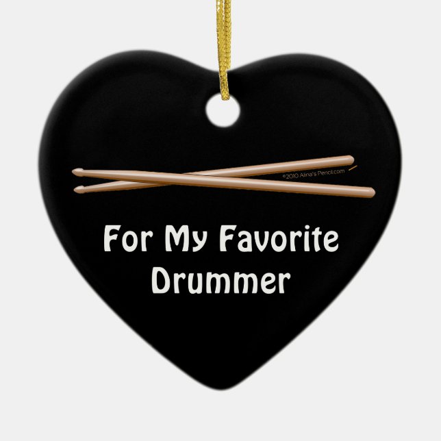 Favourite Drummer Drumsticks Customisable Ornament (Front)