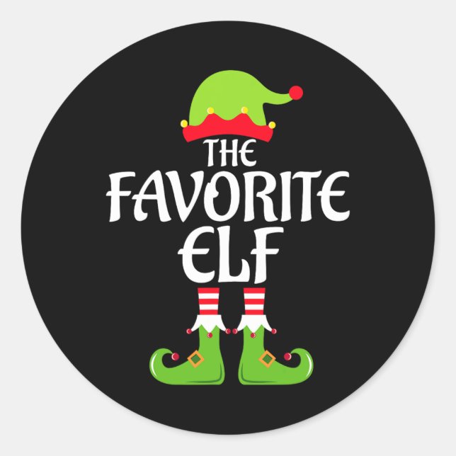 Favourite Elf Matching Family Group Christmas Part Classic Round Sticker (Front)