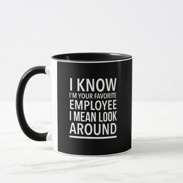 Favourite employee funny work and job quotes white mug (Left)