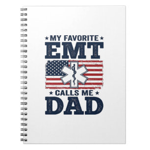 Favourite EMT Calls Me Dad Vintage Patriotic Shirt Notebook