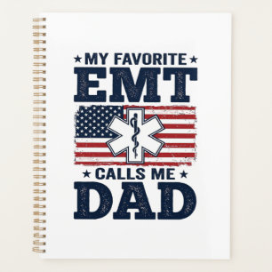 Favourite EMT Calls Me Dad Vintage Patriotic Shirt Planner