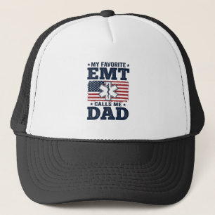 Favourite EMT Calls Me Dad Vintage Patriotic Shirt Trucker Hat