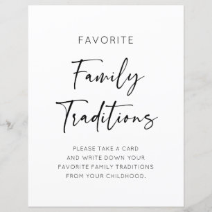 Favourite Family Traditions Baby Shower sign Game