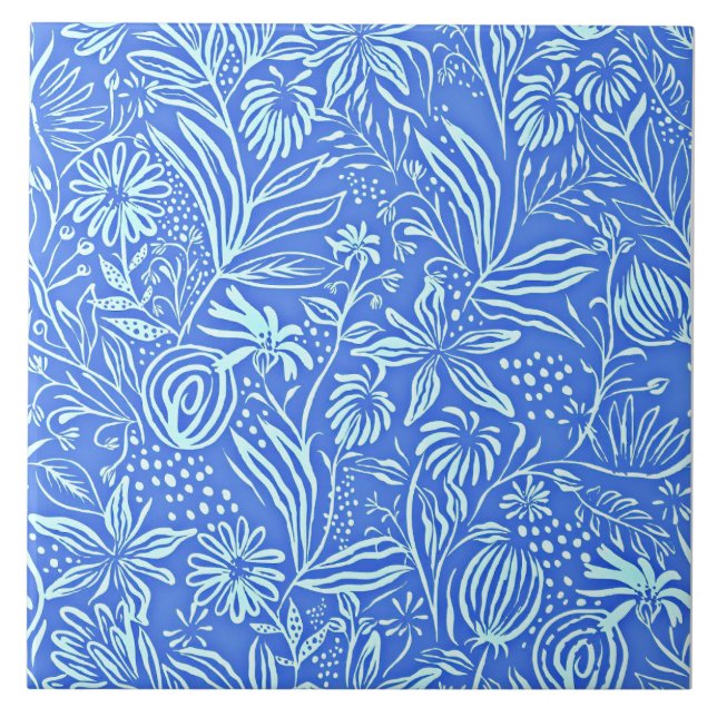 Favourite Floral Pattern in Blue Tile (Front)