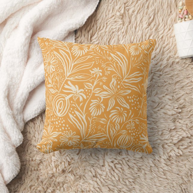 Favourite Floral Pattern in Golden Yellow, Cushion (Blanket)