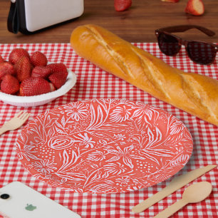 Favourite Floral Pattern in Red Paper Plate