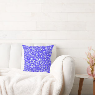 Favourite Floral Pattern, Periwinkle Blue, Cushion