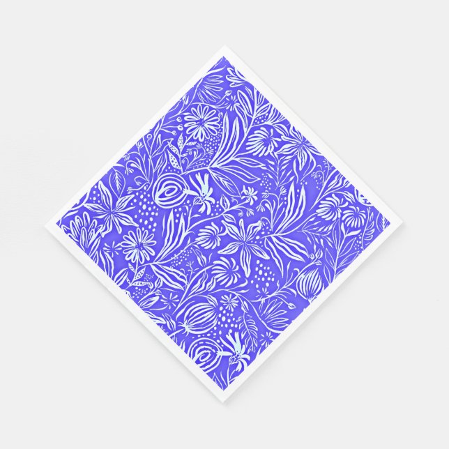 Favourite Floral Pattern, Periwinkle Blue, Napkin (Corner)
