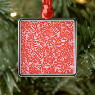 Favourite Floral Pattern, Red, Metal Tree Decoration