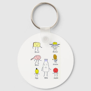 Favourite Foods Vintage Kitchen Art Key Ring