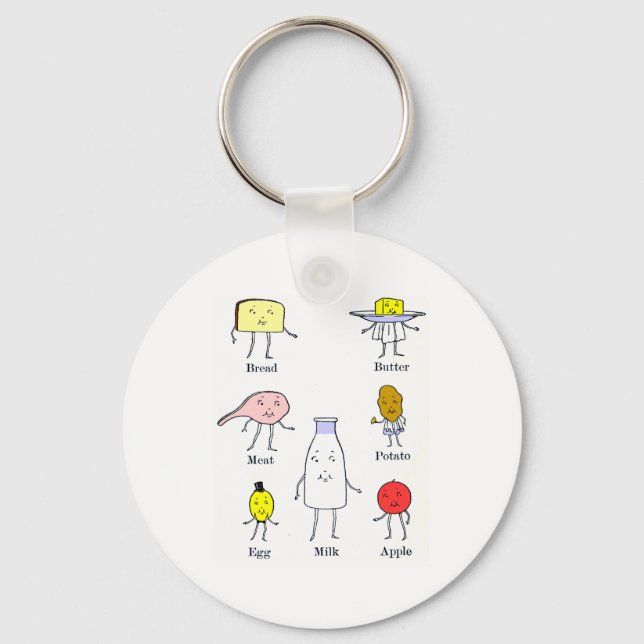 Favourite Foods Vintage Kitchen Art Key Ring (Front)