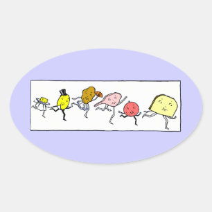 Favourite Foods Vintage Kitchen Art Oval Sticker
