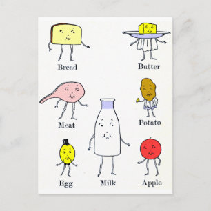 Favourite Foods Vintage Kitchen Art Postcard