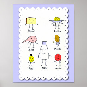 Favourite Foods Vintage Kitchen Art Poster