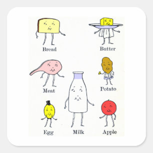 Favourite Foods Vintage Kitchen Art Square Sticker