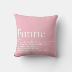 Favourite Funtie Aunt Auntie Definition Pink Cushion