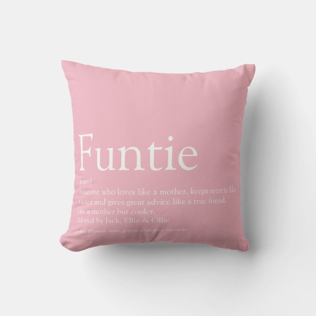 Favourite Funtie Aunt Auntie Definition Pink Cushion (Front)
