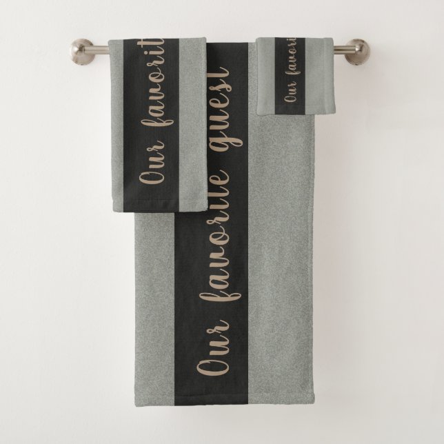 Favourite Guest Fluffy Structure Custom Text Blue Bath Towel Set (Insitu)