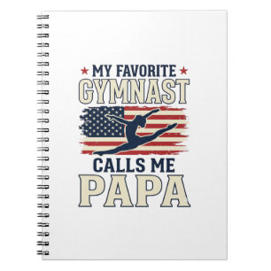 Favourite Gymnast Calls Me Papa Patriotic Vintage Notebook