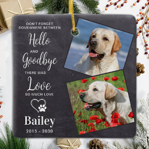 Favourite Hello Custom 2 Photo Pet Dog Memorial Ceramic Ornament
