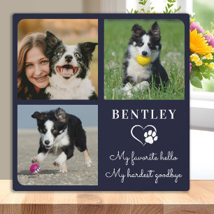 Favourite Hello Custom Pet Dog Memorial 3 Photo Plaque