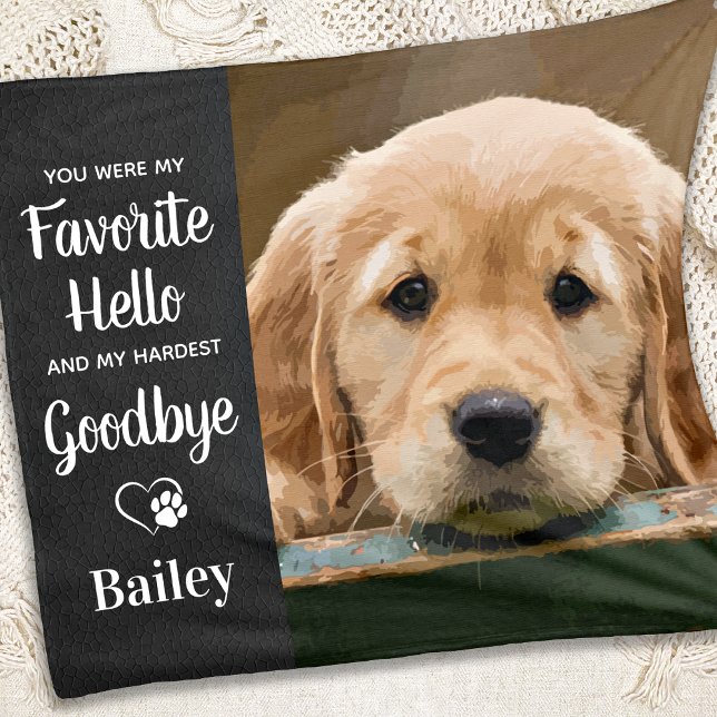 Favourite Hello Dog Sympathy Custom Pet Memorial Fleece Blanket (Creator Uploaded)