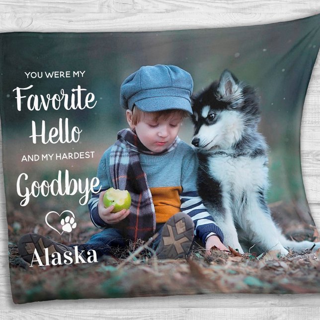 Favourite Hello Hardest Goodbye Dog Pet Memorial Fleece Blanket (Creator Uploaded)