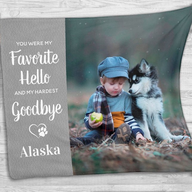 Favourite Hello Hardest Goodbye Pet Dog Memorial Fleece Blanket (Creator Uploaded)