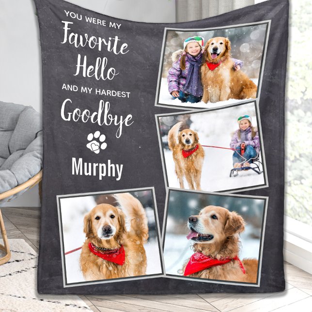 Favourite Hello Hardest Goodbye Pet Dog Memorial Fleece Blanket (Creator Uploaded)