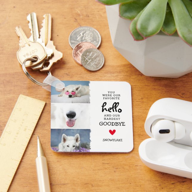 Favourite Hello, Hardest Goodbye Pet Loss Dog Key Ring (Desk)