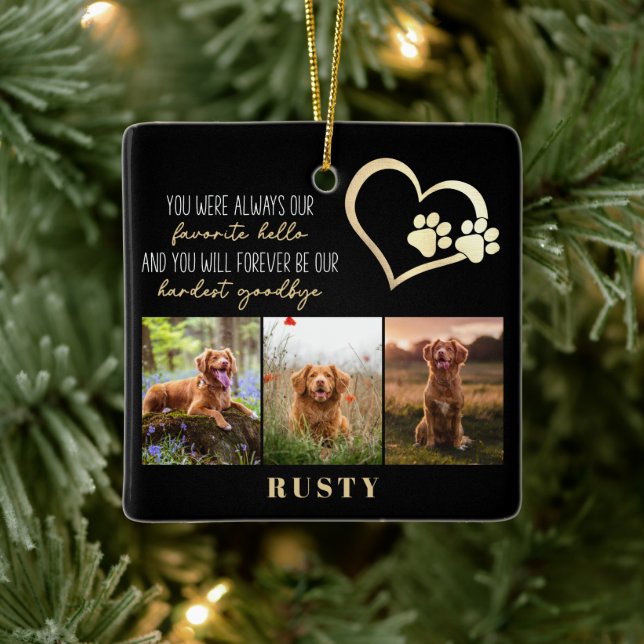 Favourite Hello Hardest Goodbye Pet Memorial  Ceramic Ornament (Tree)