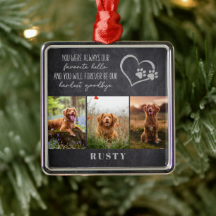 Favourite Hello Hardest Goodbye Pet Memorial Metal Tree Decoration