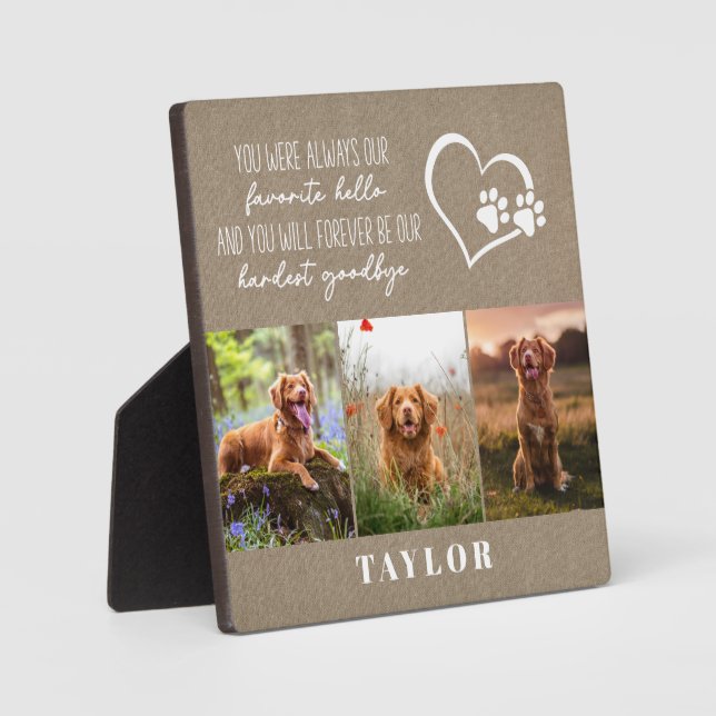Favourite Hello Hardest Goodbye Pet Memorial Plaque (Front)