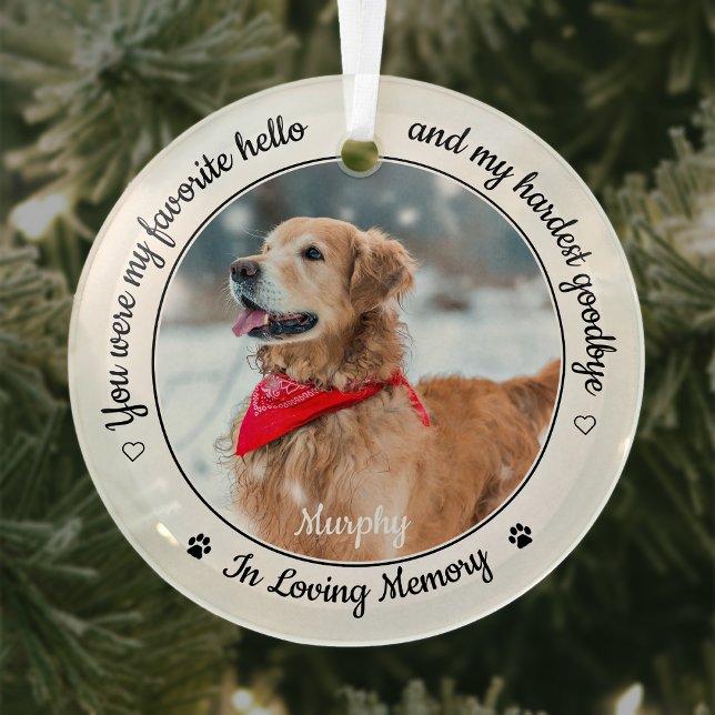 Favourite Hello Hardest Goodbye Photo Pet Memorial Glass Tree Decoration (Creator Uploaded)
