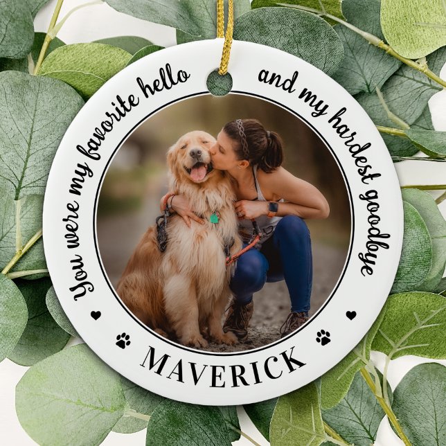 Favourite Hello Personalised Pet Photo Dog Memoria Ceramic Tree Decoration (Creator Uploaded)