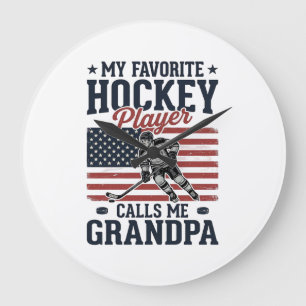 Favourite Hockey Player Calls Me Grandpa Vintage S Large Clock