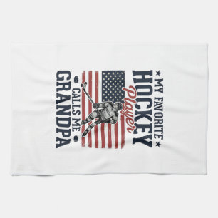 Favourite Hockey Player Calls Me Grandpa Vintage S Tea Towel