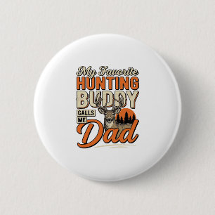 Favourite Hunting Buddy Calls Me Dad Vintage Deer 6 Cm Round Badge