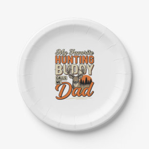 Favourite Hunting Buddy Calls Me Dad Vintage Deer Paper Plate