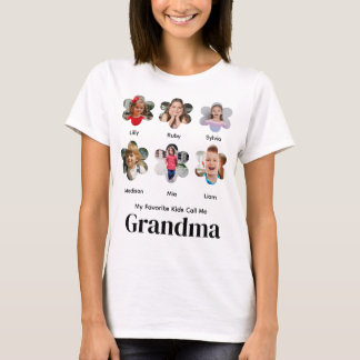 Favourite Kids Call Me Grandma Custom Photo Collag T-Shirt