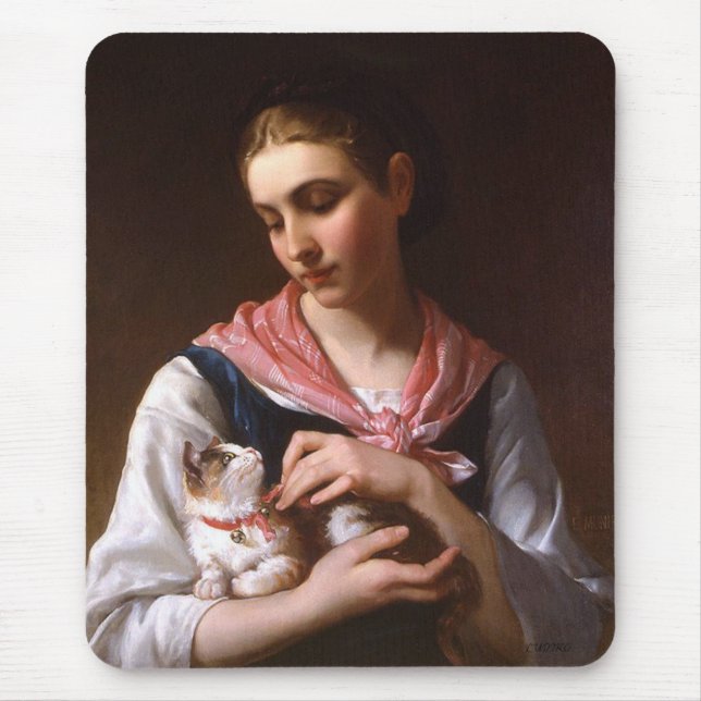 Favourite Kitten (by Émile Munier) Mouse Mat (Front)
