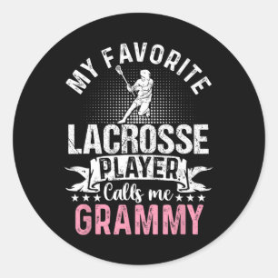 Favourite Lacrosse Player Calls Me Grammy Funny Classic Round Sticker