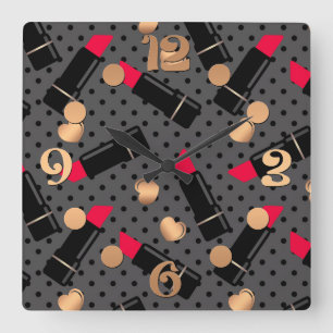 Favourite lipstick square wall clock