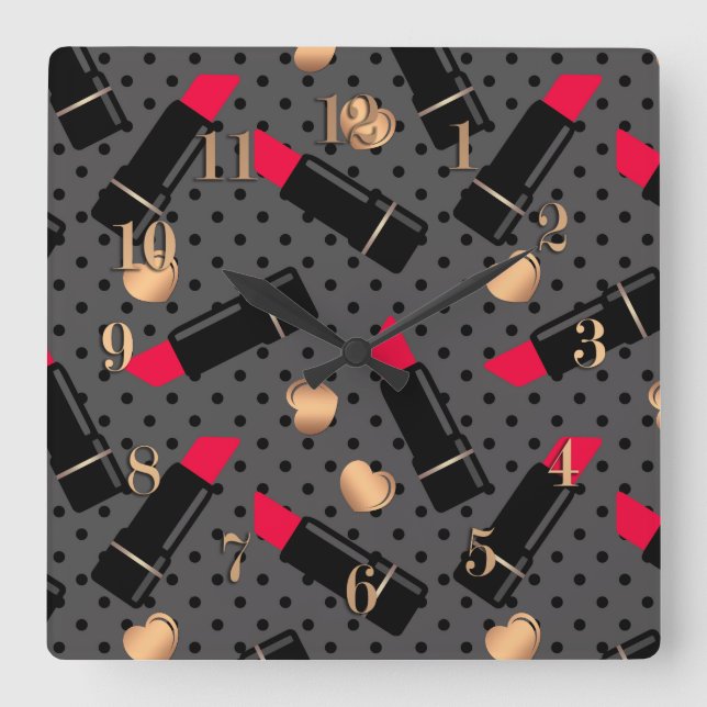 Favourite lipstick square wall clock (Front)