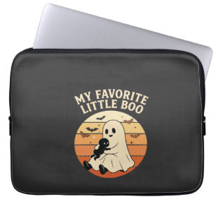 Favourite Little Boo Halloween Ghost Baby Retro Su Laptop Sleeve
