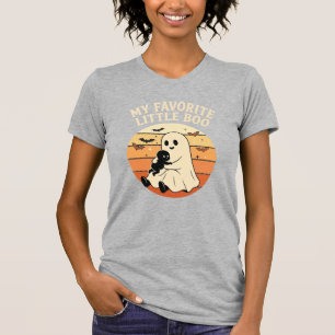 Favourite Little Boo Halloween Ghost Baby Retro Su T-Shirt