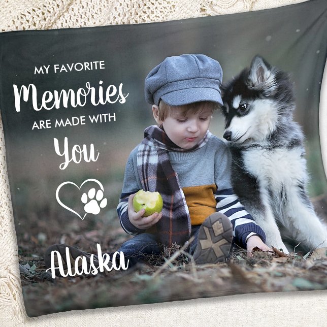 Favourite Memories Custom Pet Dog Memorial Photo Fleece Blanket (Creator Uploaded)