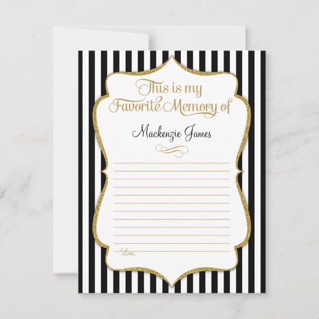 Favourite Memory Card Birthday Memories Black Gold (Front)